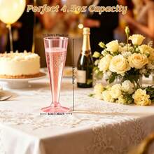 PUREDOVE Pink Champagne Flutes Plastic Wine Glasses Reusable, 25/50 Pack 4.5 Oz Mimosa Glasses For 2026 Engagement Wedding Birthday Back-To-School Party Supplies, Bulk Cocktail Toasting Cups - 粉色 - 查看 3