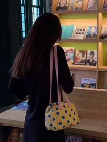 韓式慵懶風撞色波點 Ins 風簡約腋下包 小眾設計女款手提肩背包 時尚通勤外出包 - 黃色 - 查看 4