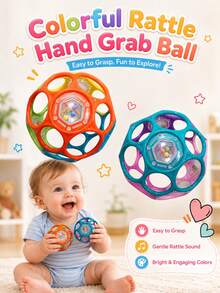 1pc Baby Soft Grip Ball Rattle, Early Education Sensory Toy With Bell, Develops Motor Skills, Easy To Grip Montessori Toy, Holiday/Birthday Gift - Multicolor - View 11
