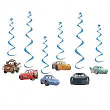 Hasbro Red Cars Theme Birthday Party Banner, Cake Toppers, Background Decoration Supplies - View 5