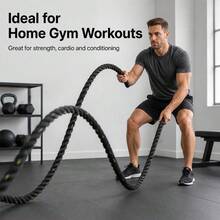RAVIAN 8.5M Battle Rope With Wall Mount Kit, Heavy Duty Exercise Training Rope With Non-Slip Handles, Includes 2 Wall Hooks & 8 Anchor Bolts For Home Gym Strength Training - A - View 4