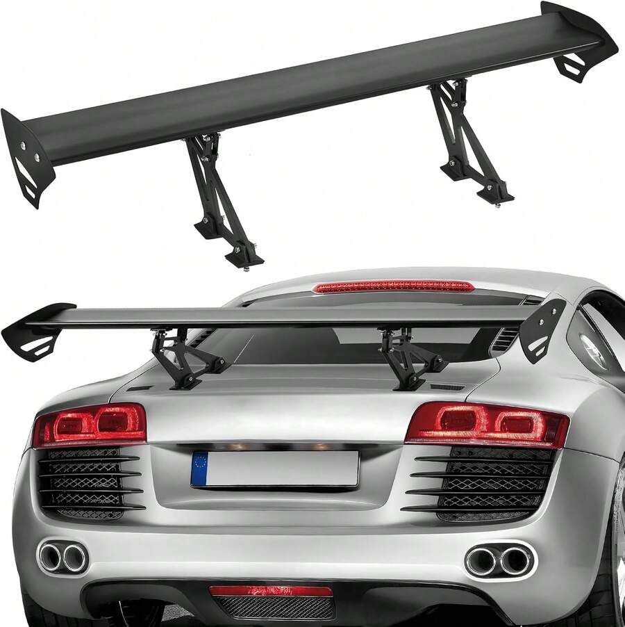 GT Wing Car Spoiler, 43.3 Inch Universal Spoiler With Single Deck, Adjustable Lightweight Aluminum, Car Rear Spoiler Wing, Racing Spoiler BGW/JDM Drift Black - Long Bracket/ Flanks Without Holes - View 1