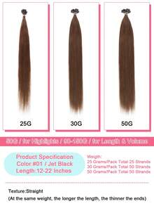 U-Shaped Hair Extensions, Real Human Hair Extensions, Straight Hair, Keratin Hair Extensions, Invisible, Holiday Concert Accessories, Summer Travel Vacation Essentials, Hair Pieces, Hair Care, Daily Self-Care - S4 - View 3