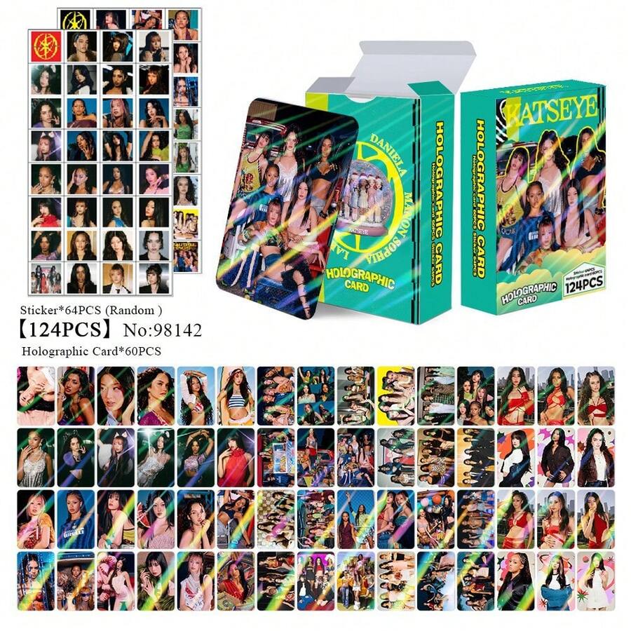124pcs KATSEYE Holographic Flash Card Star Merchandise LOMO Collection Photocard - Multicolor - View 1