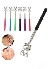 1pc Panda-Shaped Stainless Steel Telescopic Back Scratcher, Retractable Back Massager With Stainless Steel And Rubber Handle, Portable Telescopic Tool, Suitable For Thanksgiving, Birthday, Christmas Gifts, Home Essentials, Travel Essentials - Multiple Styles - View 3