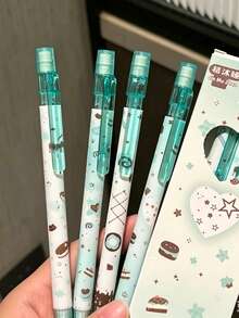 4pcs Chocolate Mint Cake Automatic Pencil, Girly Style Student Pencil, Durable, 0.5mm Lead - Chocolate - View 7