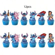 Best Seller Recommended Dessert Decoration 41pcs Stitch Theme Banner Backdrop Large & Small Cake Toppers Cake Decor Set Birthday Cake Dessert Decoration - View 8