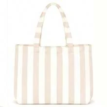 1pc Personalized Name Striped Beach Tote Bag, Customized Name Summer Pool Handbag, Large Capacity Vacation Shopping Shoulder Bag, Suitable For Travel And Daily Use, Monogrammed - Multicolor - View 9
