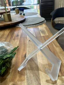 Clear Acrylic Display Stand Plate Tea Cake Easel Artwork Display Stand Round Plate Display Holder Display Stand Souvenir Stand Artwork Display Rack X-Shaped Porcelain Plate Stand Vinyl Record Artwork Photo Frame Cookbook Display Stand - Clear - View 2