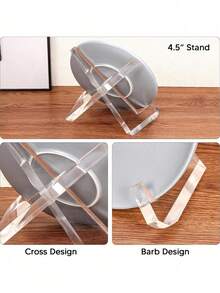 Clear Acrylic Display Stand Plate Tea Cake Easel Artwork Display Stand Round Plate Display Holder Display Stand Souvenir Stand Artwork Display Rack X-Shaped Porcelain Plate Stand Vinyl Record Artwork Photo Frame Cookbook Display Stand - Clear - View 11