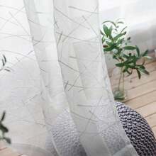 1PC Rod Pocket Sheer Decorative Curtain, Nordic White Cross Embroidery Sheer Window Curtain For Living Room, Bedroom, Balcony - Multicolor - View 7