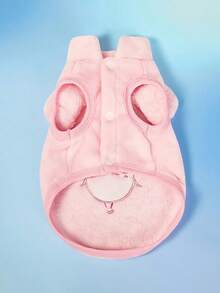 Care Bears X PETSIN 1件刺绣泰迪熊宠物猫狗通用粉色毛绒保暖舒适无袖外套，狗狗可拉扯毛绒外套 - 淺粉色 - 查看 5