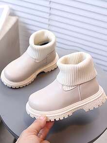1 Pair Girls' Soft Sole Fashion Versatile Non-Slip Casual Flat Ankle Boots - Beige - View 2