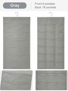 1pc Double-Sided Hanging Closet Organizer, Multi-Pocket Underwear & Bra Storage, Space-Saving Wardrobe Hanger With Hook - Grey - View 11