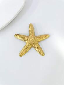 Gold Textured Starfish Brooch, Vintage Marine Animal Lapel Pin Women's Blazer Decorative Badge Jewelry, Suitable For Vacation, Wedding And Daily Wear - Gold - View 4