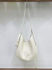 Dedoo 女款腋下肩背包，可調節肩帶附吊飾，大容量，極簡休閒風，適合通勤、購物、春夏日常出行 - 白色 - 查看 6