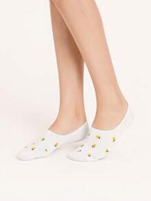 5 pares de calcetines tipo barco con estampado floral pequeño multicolor aleatorio (sin bordado), transpirables y cómodos, adecuados para todas las estaciones, colores aleatorios - Multicolor - Ver 6