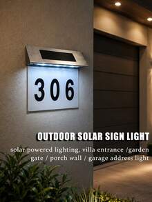 1 pièce Lumière solaire de numéro de maison, lampe d'adresse LED étanche IP65 pour extérieur, plaque de porte murale alimentée par énergie solaire avec allumage/extinction automatique, décoration de numéro de maison visible de nuit pour jardin, cour, rue, cadeau de pendaison de crémaillère - Blanc - Voir 3