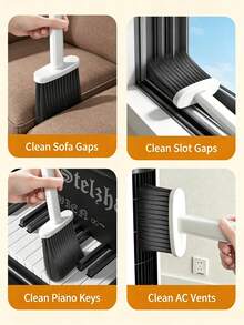 4pcs Window Track Cleaning Brush Set With Clips, Scrapers And Hooks, Multi-Functional Soft Bristle Gap Brush, Household Dusting Brush, Car Interior Dusting Brush, Home Cleaning Tools, Suitable For Living Room, Bedroom, Kitchen, Bathroom, Car - Multicolor - View 3