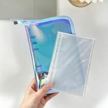 1pc A6 Laser Rainbow Loose-Leaf Binder, Zippered Planner, Large Capacity Sticker Storage Bag, Stationery Organizer, Detachable Inner Pages Multi-Functional Binder, IDOLME, Suitable For K-Pop Photo Album, Sticker Book, Savings Plan Book, Nail Art Storage, Diary, Notebook, School Supplies, Office Supplies, Back To School Supplies - A6 - View 16