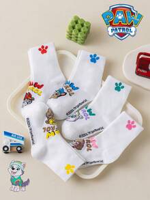 1/5/10 Pairs Paw Patrol Kids Socks Cute Puppy Paw Print Winter Mid-Calf Socks Fun Christmas Gift Children Socks - Multicolor - View 6