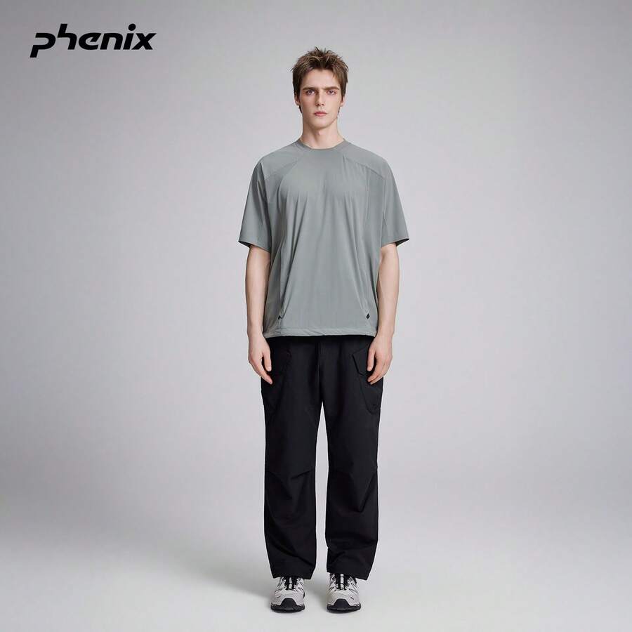 Áo thun thể thao nam Phenix ALK 2026SS mùa xuân, mặc ngoài trời, chống thấm nước, dáng rộng, vải dệt, tay ngắn, phong cách thường ngày - Xám đá xanh - Xem 1