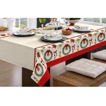 Rustic Linen Oxford Luxury Tablecloth 4/6/8 Seater Various Prints - 聖誕花環 - 查看 2