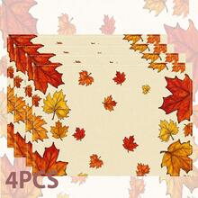 1pc/4pcs/6pcs/8pcs, Autumn, Fallen Leaves Pattern Suitable For Dining Table, Breakfast Mat, Coffee Bar, All-Season Decoration, Washable Table Mat, Room Decor, Kitchen Dining Table Mat, Indoor/Outdoor Party Decor, Home Decor, Ideal Gift - Multicolor - View 11
