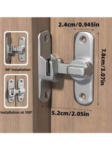 1 Set Heavy Duty Anti-Theft Door Lock Handle, Commercial/Residential Grade Security Latch Lock With Adjustable Sliding Latch (90°/180°) Anti-Pry Lock. Suitable For Fixed Latch, Bathroom, Home, Office, Garage Door, Hotel Door And Commercial Door. - Multicolor - View 2