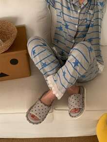 XIXITIAO Star Pattern Soft Sole Slide Slippers, Lightweight Comfy Indoor Home Slippers - Grey - View 5