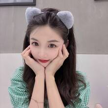 1pc Soft Faux Rabbit Fur Bear Ear Headband, Non-Slip Makeup & Face Washing Hairband, Daily Selfie & Date Photo Atmosphere Head Accessory, Multiple Colors Available - Multicolor - View 5