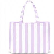 1pc Personalized Name Striped Beach Tote Bag, Customized Name Summer Pool Handbag, Large Capacity Vacation Shopping Shoulder Bag, Suitable For Travel And Daily Use, Monogrammed - Multicolor - View 10
