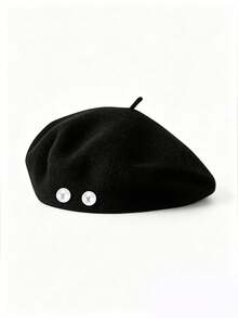 1pc Detachable Pearl Beret Hat For Women, Autumn/Winter Korean Style Lady Pumpkin Beret, Japanese Casual Wool Warm Hat - Multicolor - View 21