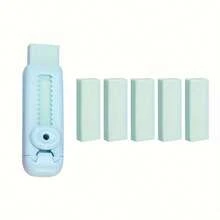 6pcs/Set: 1 Main Eraser + 5 Replacement Refills, Minimalist Candy Color Retractable Eraser, No Residue, No Crumbs - Multicolor - View 12
