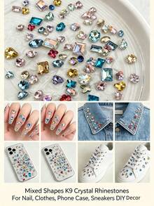 10/20/30/60pcs Mixed Shape K9 Glass Rhinestones Multicolor Fancy Cut Crystal Decor DIY Accessories For Nail Art And Craft Projects - Multicolor - View 6