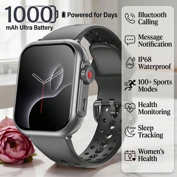 KENPANG 2026 New Women's Smart Watch, Supports Bluetooth Calling, 100+ Sports Modes, 24/7 Health Monitoring & Sleep Tracking, Female Cycle Tracking, 1000mAh Long Battery Life, IP68 Waterproof, Notification, Fashionable Fitness Tracker, Compatible With Android & IOS For Daily Workout