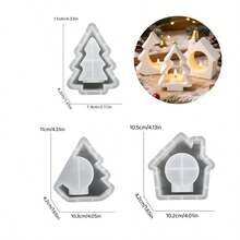 SILIKE LUFEI Set 3 buah Cetakan Silikon Tempat Lilin Rumah Pohon Natal, Cocok untuk Resin, Plaster, Lilin, Produk Aromaterapi, Cetakan Silikon untuk Pajangan Dekorasi Rumah - cetakan silikon - View 2