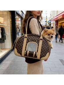1pc Fashionable Pet Carrier Bag With Breathable Mesh, Small Animal Travel Bag, Spacious Interior, Equipped With Safety Buckle, Suitable For Cats, Puppies And Rabbits For Travel Or Vet Visits - Multicolor - View 3