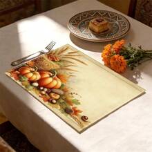 1pc/4pcs/6pcs/8pcs, Autumn, Fallen Leaves Pattern Suitable For Dining Table, Breakfast Mat, Coffee Bar, All Season Decoration, Washable Table Mat, Room Decor, Kitchen Dining Table Mat, Indoor/Outdoor Party Decoration, Home Decor, Ideal Gift - Multicolor - View 6