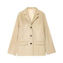 Women's Solid Color Front Button Blazer Jacket, Casual Daily Wear, With Faux Pockets, Suitable For Spring And Autumn - Khaki - View 4