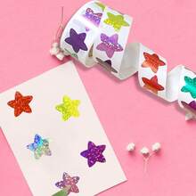 500pcs/Roll Colorful Star Self-Adhesive Stickers, Waterproof Adhesive Labels. Colorful Sticker Gifts, Luggage Planner Decoration DIY Decals, Suitable For Handmade DIY, Schedule Planning, Classroom Rewards, Teacher And Student Daily Essentials - Dazzling - View 7