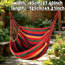 1PC Hanging Chair, Striped Design, Novel And Eye-Catching Color, Patio Hanging Chair, White Hanging Chair, Park Hanging Swing Chair, Balcony Garden Relaxation Hanging Chair - Multicolor - View 4