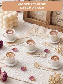 Resin Mini Latte Art Coffee Cup Pendant, Miniature Resin Beverage Cup Figurine, Suitable For DIY Bakery, Coffee Shop Decoration, Home Desktop Decor - Multicolor - View 3