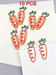 30/10pcs Two Tone Baked Paint Carrot Paper Clip Metal Personalized Clip Bookmark Receipt Office Stationery Paper Clip High Aesthetic Value - Multicolor - View 9