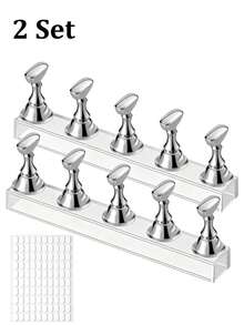 1/2pcs Nail Art Display Stand, Pointed Nail Art Holder, Nail Practice Hand, Nail Painting Tray, For Nail Art Display, Home DIY Beginner Salon Supplies - Multicolor - View 4