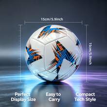 Football Size 2, Fashionable Tech Style, Creative Machine-Stitched Patchwork Design, Excellent Rebound Performance For Comfortable Sports Experience, Wear-Resistant Surface For Outdoor Use. Compact And Easy To Store, Suitable For Leisure Sports, Play, And Photography, Combining Practical Sports Value With Fashionable Aesthetics. - Blue - View 7