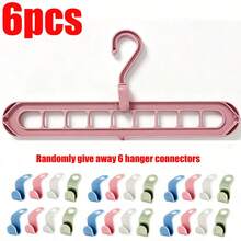 9-Hole Hanger Set With Hanger Connectors | Non-Slip Space-Saving Closet Organizer, Suitable For Shirts, Pants, Etc., Multi-Functional Storage Rack, Suitable For Home Or Dorm Use, Clothing Organization, Plastic Material - Multicolor - View 18