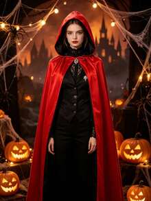 Hooded Double-Sided Black And Red Cloak, Double-Sided Vampire Cloak, Halloween Death Wizard Cosplay Costume Props. - Multicolor - View 10