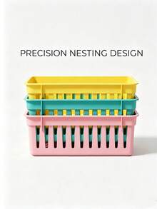 1/2/3/6pcs Classroom Pencil Storage Basket, Plastic Stationery Organizer 25.5x7.5x6cm, Colorful Pen Holder Storage Box, Suitable For Teachers, Students, Home Study And Office - Multicolor - View 6
