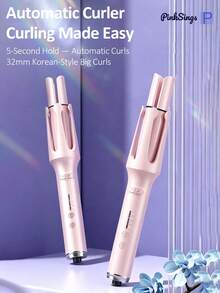 PinkSings One-Click Automatic Hair Curler, 32mm Barrel, Left-Right Auto Curling Iron, 4 Temperature Modes, Negative Ion Generator, Smart Timer And Sensor, Auto Shut-Off, Best Christmas Gift - Pink - View 2